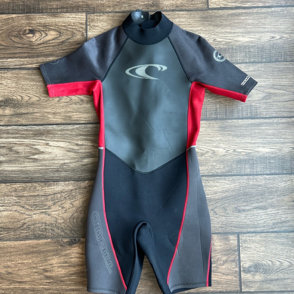 O'Neill Kids Youth Black and Red Short Sleeve Water Suit Size 16